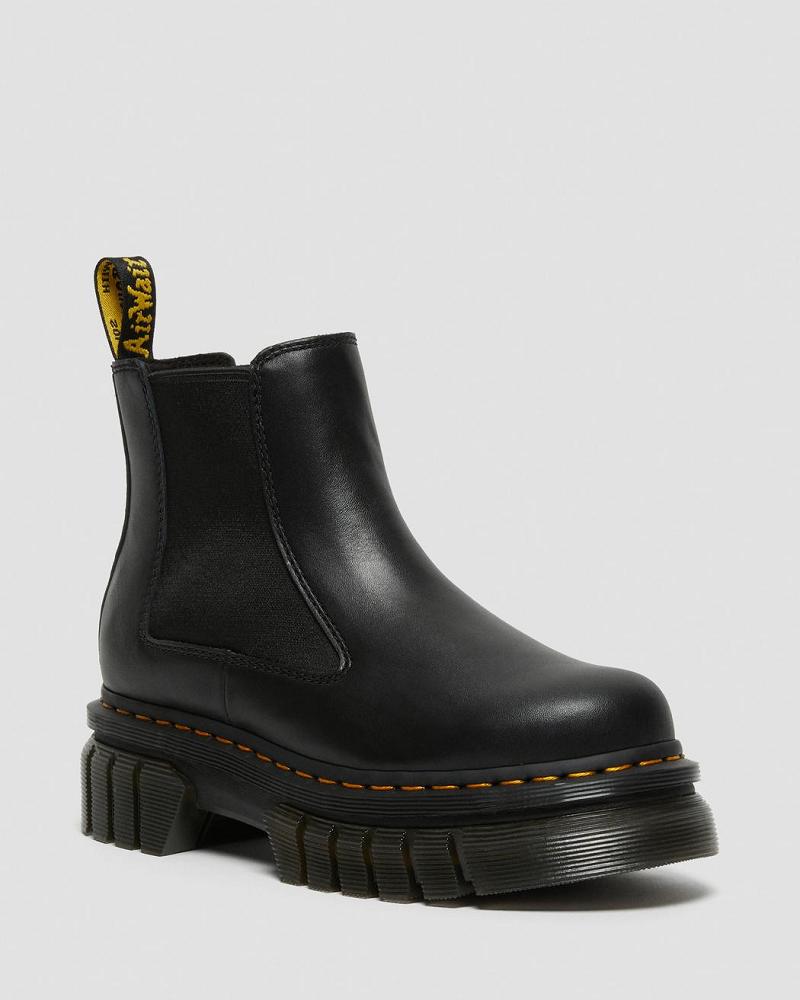 Dr Martens Audrick Nappa Læder Platform Ankelstøvler Dame Sort | DK 40NWY